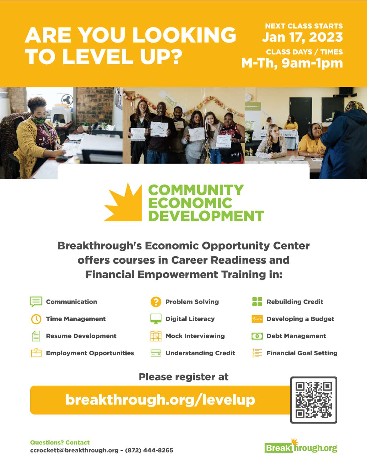 Breakthrough CED Career Readiness Course flyer